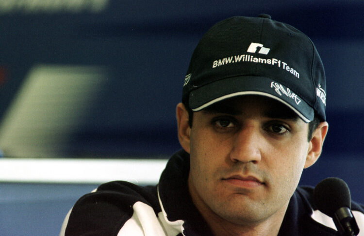 12 Apr 2001: Juan Pablo Montoya of Colombia and Williams during the Thursday press conference for the Formula One San Marino Grand Prix at Imola, I...
