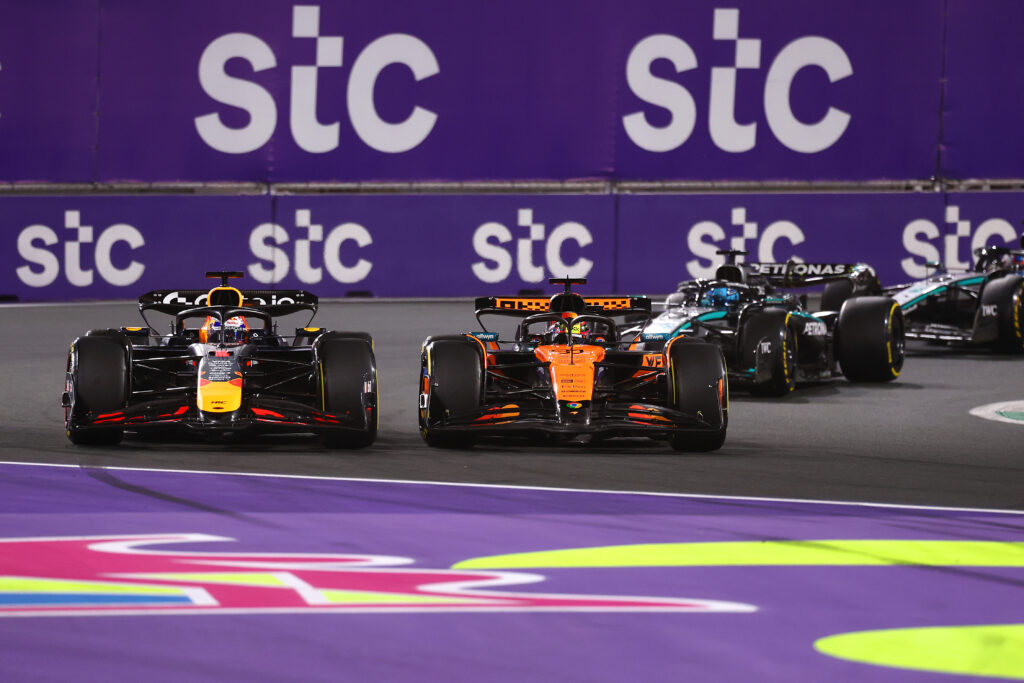 Max Verstappen of Red Bull and Oscar Piastri