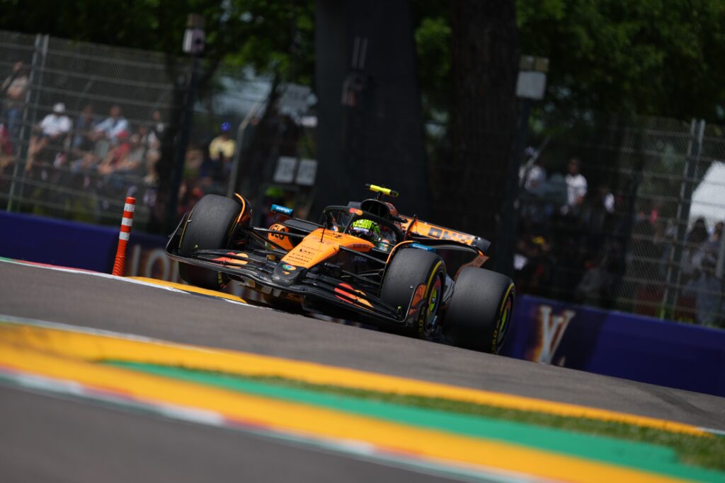 McLaren driver Lando Norris on track during qualifying for the 2025 F1 Emilia Romagna Grand Prix at Imola