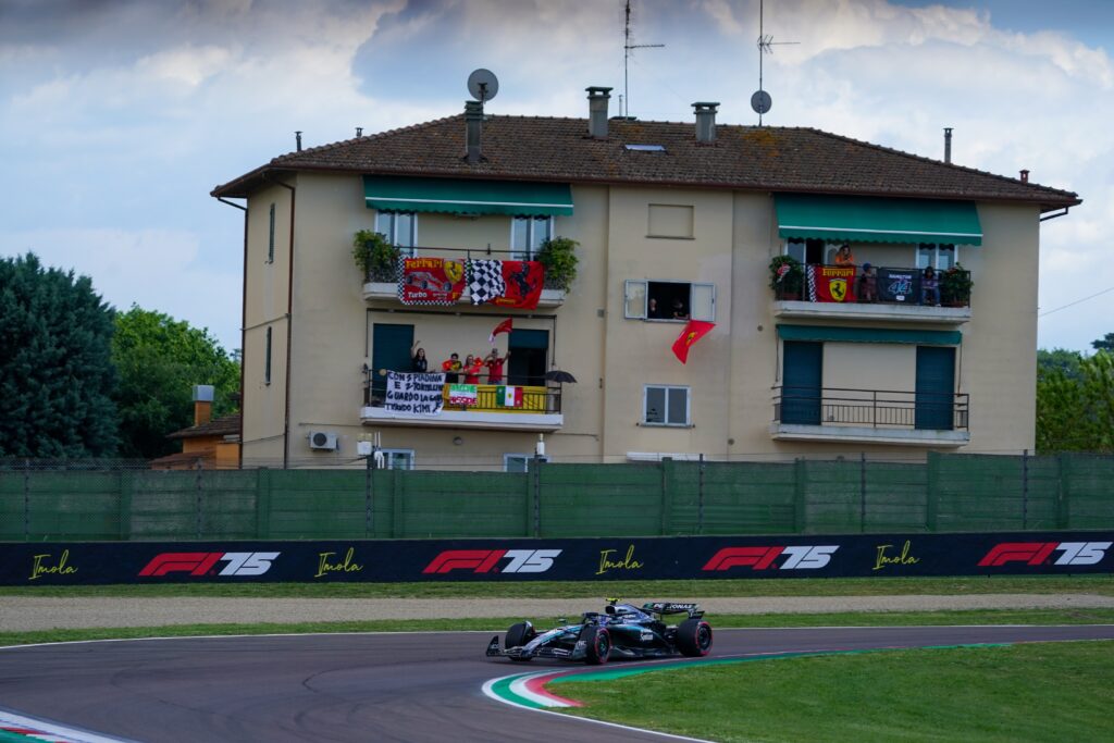 Mercedes driver Andrea Kimi Antonelli on track during qualifying for the 2025 F1 Emilia Romagna Grand Prix at Imola