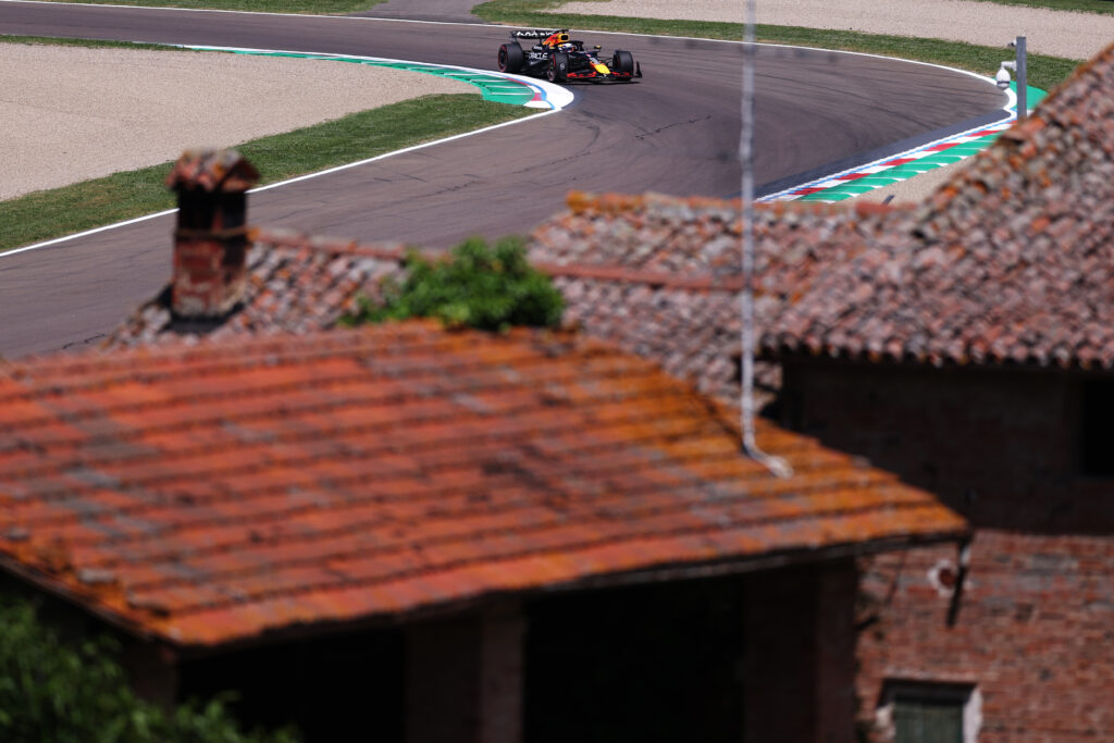 Red Bull driver Max Verstappen on track at Imola during FP1 for the 2025 F1 Emilia Romagna Grand Prix