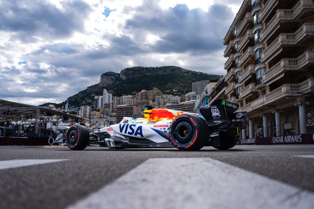 Racing Bulls driver Isack Hadjar on track during practice for the 2025 F1 Monaco Grand Prix
