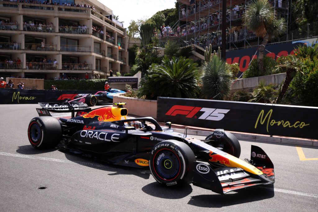 Red Bull Racing driver Yuki Tsunoda on track at the 2025 Monaco Grand Prix