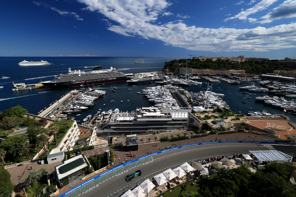 Aston Martin driver Lance Stroll on track during practice for the 2025 F1 Monaco Grand Prix