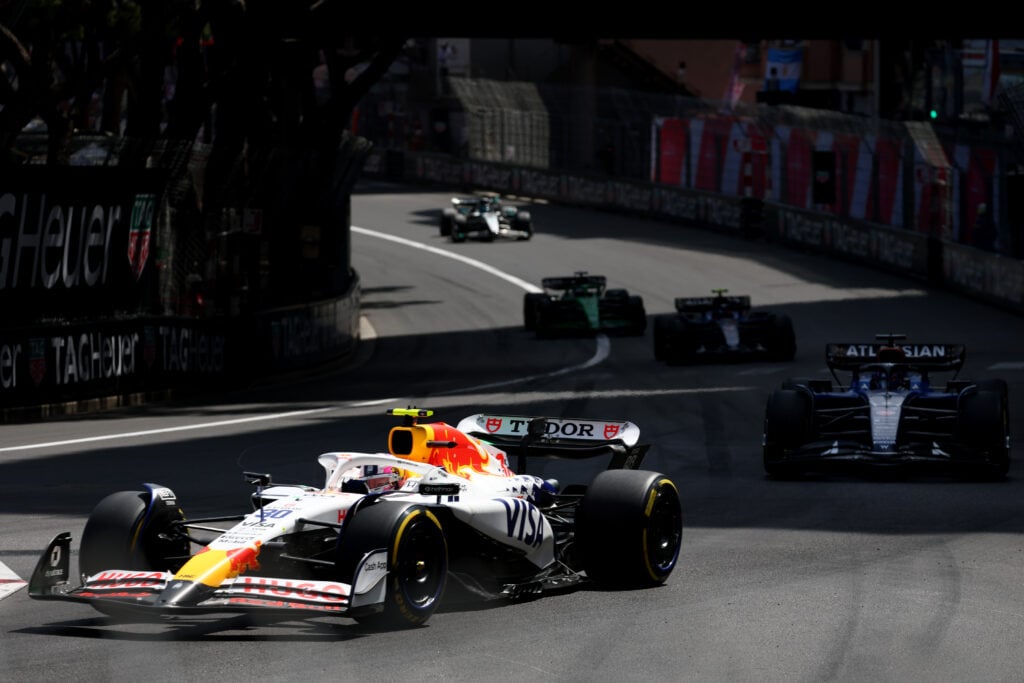 Racing Bulls driver Liam Lawson on track during the 2025 F1 Monaco Grand Prix