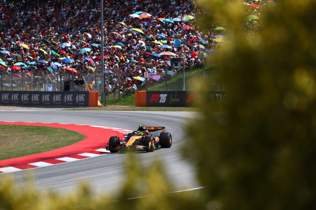 McLaren driver Lando Norris on track during qualifying for the 2025 F1 Spanish Grand Prix