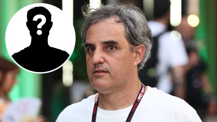 Juan Pablo Montoya pictured at the 2025 Saudi Arabian Grand Prix, inset Mystery driver