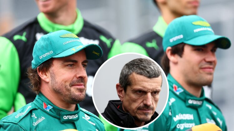 Fernando Alonso and Lance Stroll at the 2025 Australian Grand Prix, inset Guenther Steiner