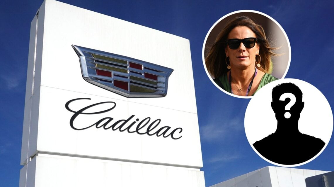 Cadillac's logo, insets of Natalie Pinkham and Mystery driver