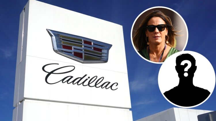 Cadillac's logo, insets of Natalie Pinkham and Mystery driver