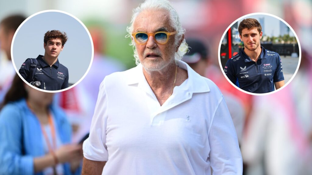 Alpine boss Flavio Briatore, Franco Colapinto and Jack Doohan during the 2025 Formula 1 season