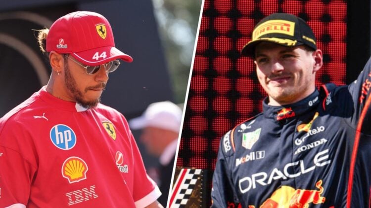 Ferrari driver Lewis Hamilton arrives at Imola and Red Bull driver Max Verstappen celebrates winning the 2025 F1 Emilia Romagna Grand Prix