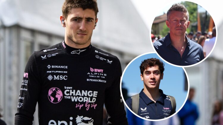 Jack Doohan at the 2025 Japanese Grand Prix, insets Franco Colapinto and Marcin Budkowski