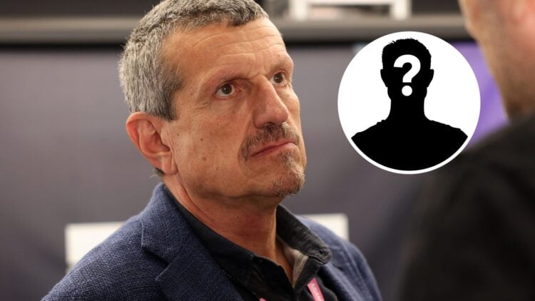 Former Haas team principal Guenther Steiner at the Miami E-Prix, inset, mystery driver