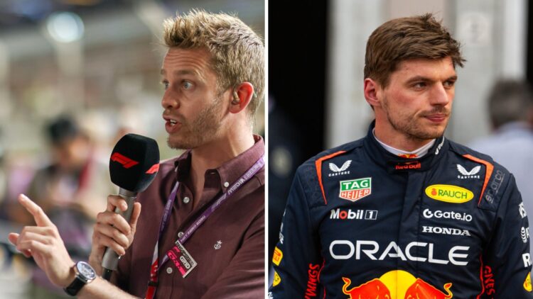 Pundit Alex Brundle (left) at the Singapore Grand Prix, Red Bull Racing driver Max Verstappen (right) at the 2025 Monaco Grand Prix
