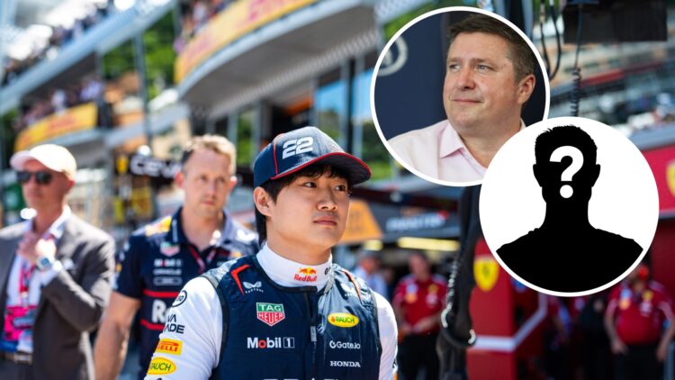 Yuki Tsunoda walking through the pit lane at the 2025 Monaco Grand Prix, inset, David Croft