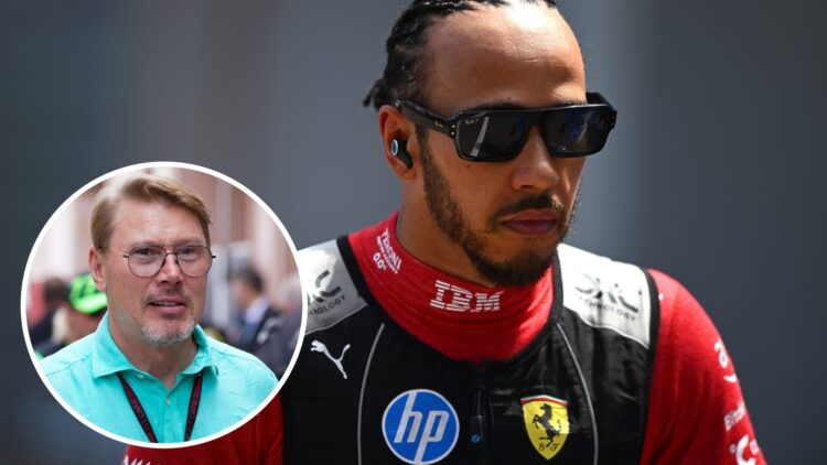 Lewis Hamilton at the 2025 Monaco Grand Prix, inset Mika Hakkinen at the 2024 Monaco Grand Prix