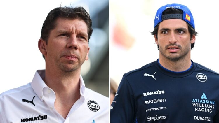Split image of Williams team principal James Vowles (L) and Carlos Sainz (R)