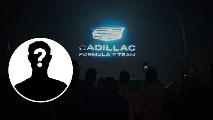 A picture of a stage with Cadillac Formula 1 Team written in the background