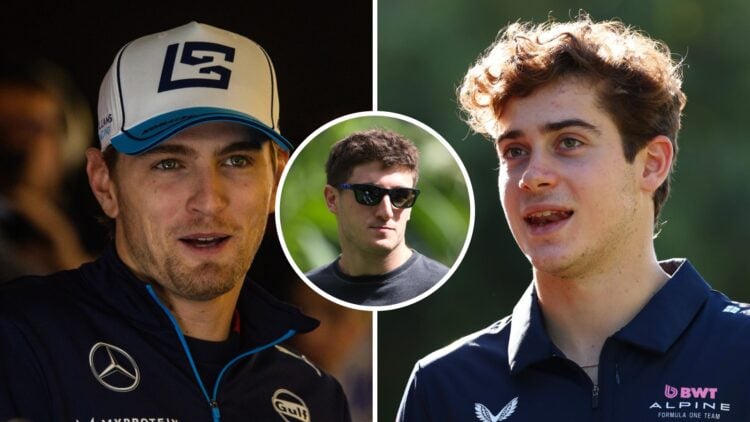 Split image of Logan Sargeant (L) and Alpine driver Franco Colapinto, inset Jack Doohan