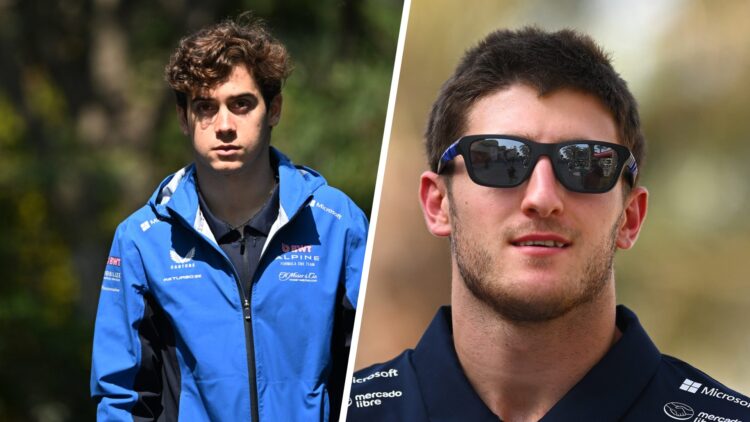 Split image of Alpine reserve driver Franco Colapinto (L) and Alpine driver Jack Doohan