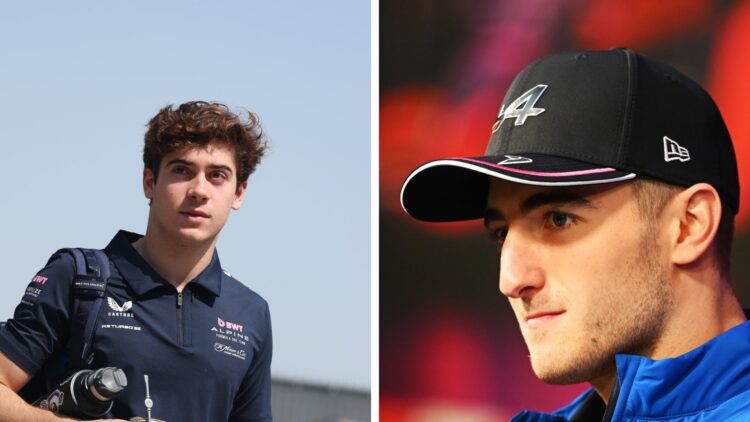 Split image of Alpine driver Franco Colapinto (L) and Jack Doohan (R) at the F1 75 launch event