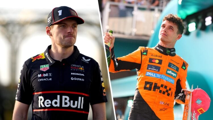 Lando Norris and Max Verstappen during the 2025 F1 season