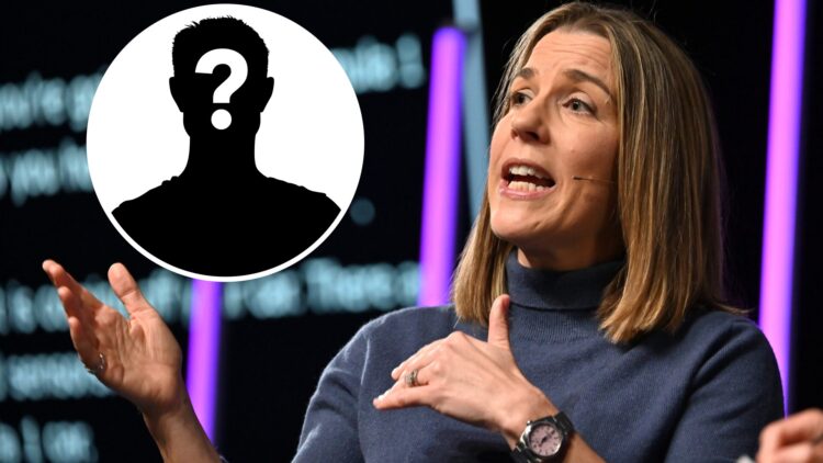 Claire Williams at the Tech Show at ExCel London in March 2025, inset Mystery driver