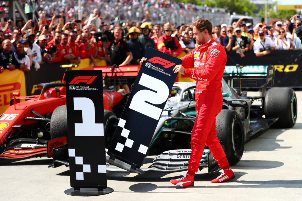 Sebastian Vettel during the controversial end to the 2019 Canadian GP.