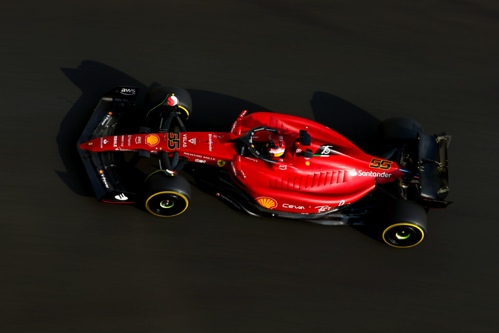Carlos Sainz drives Ferrari's 2022 challenger in Abu Dhabi GP.