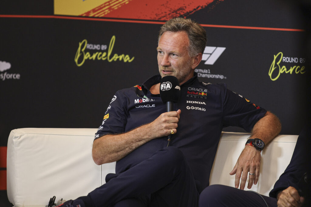 Christian Horner of Red Bull speaks in a press conference