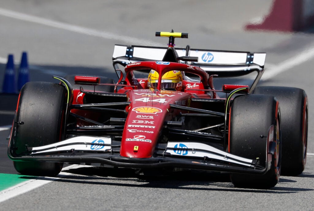 Ferrari driver Lewis Hamilton on track during qualifying for the 2025 F1 Spanish Grand Prix
