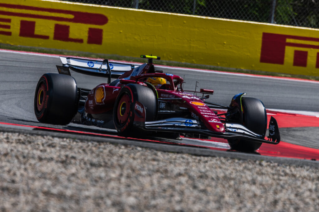 Lewis Hamilton drives Ferrari's 2025 F1 car at the Spanish Grand Prix