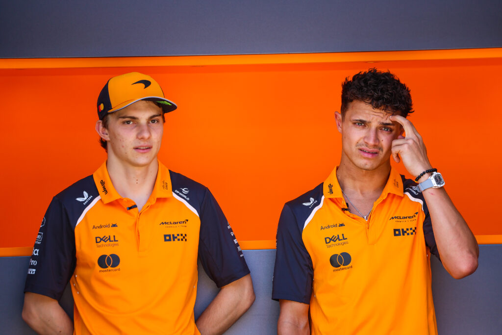 Oscar Piastri and Lando Norris of McLaren at the 2025 Spanish Grand Prix