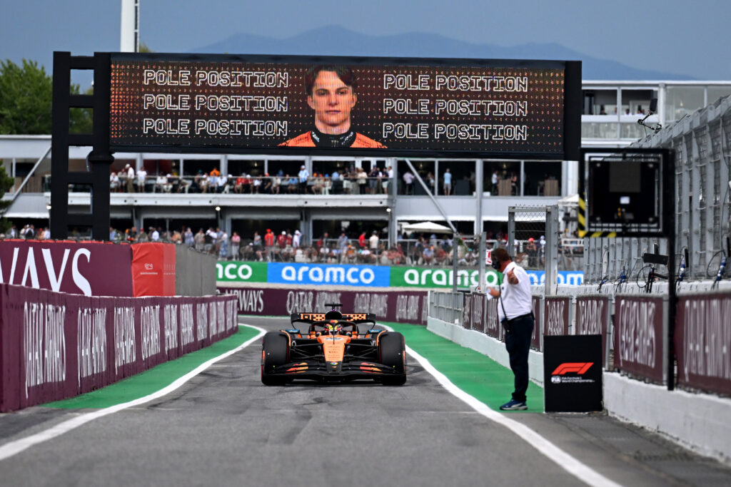 McLaren driver Oscar Piastri scores pole position for the 2025 F1 Spanish Grand Prix