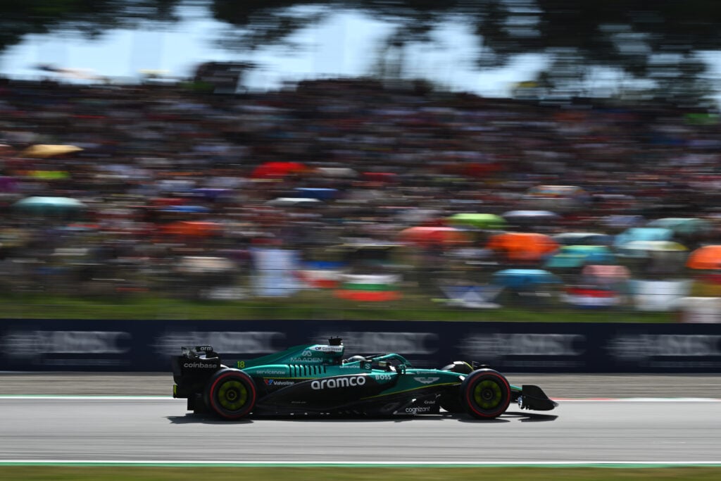Aston Martin driver Lance Stroll during qualifying at the 2025 Spanish Grand Prix
