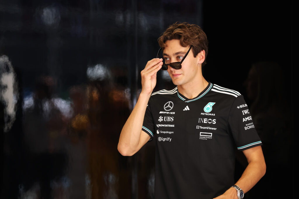George Russell of Mercedes at the 2025 Spanish Grand Prix