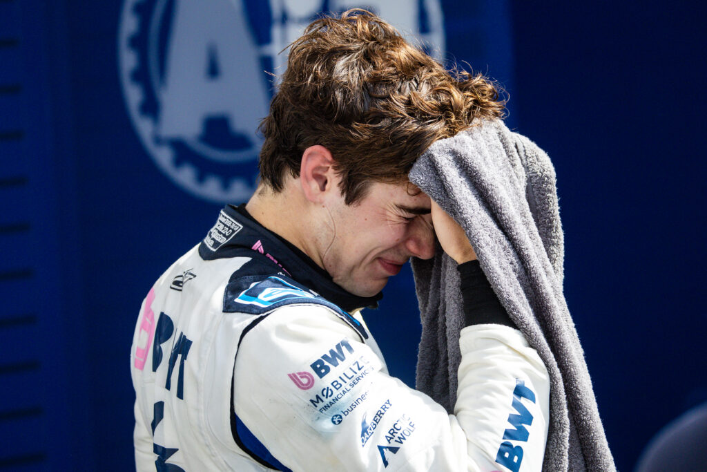 Alpine driver Franco Colapinto reacts after the 2025 F1 Spanish Grand Prix