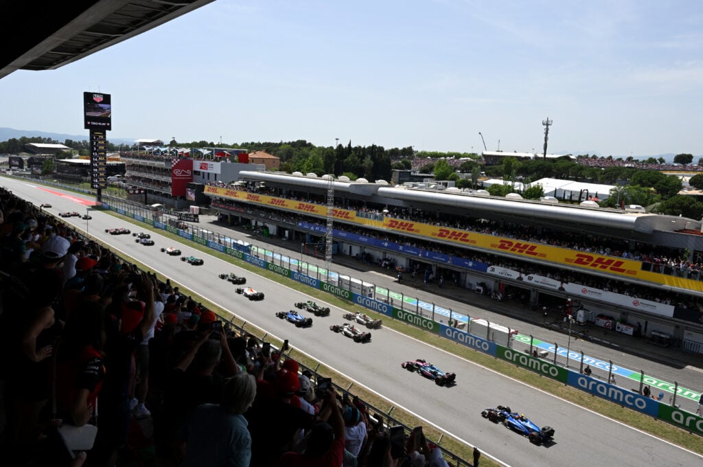 Red Bull driver Yuki Tsunoda takes the start of the 2025 F1 Spanish Grand Prix