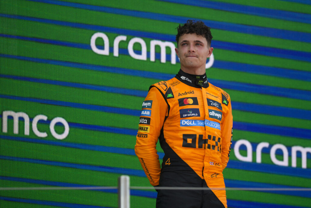 Lando Norris of McLaren on the F1 podium