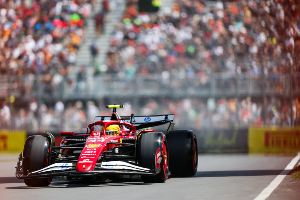 Ferrari driver Lewis Hamilton on track during practice for the 2025 F1 Canadian Grand Prix