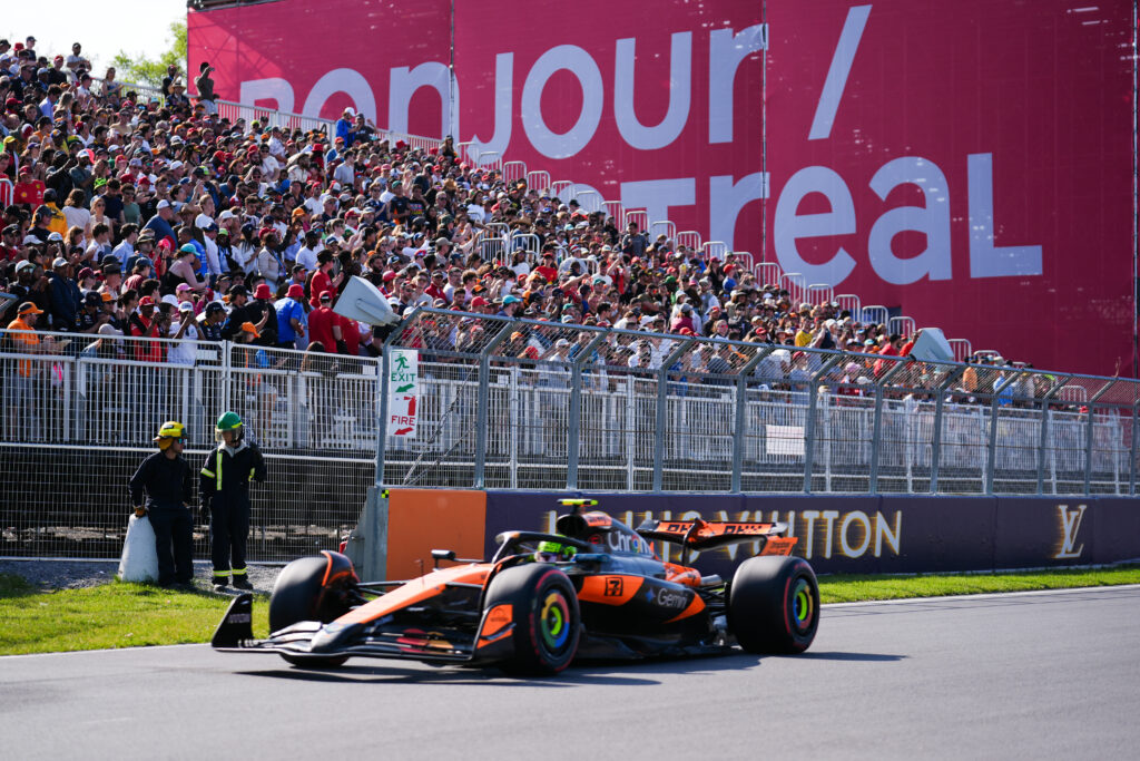 McLaren driver Lando Norris on track during qualifying for the 2025 F1 Canadian Grand Prix