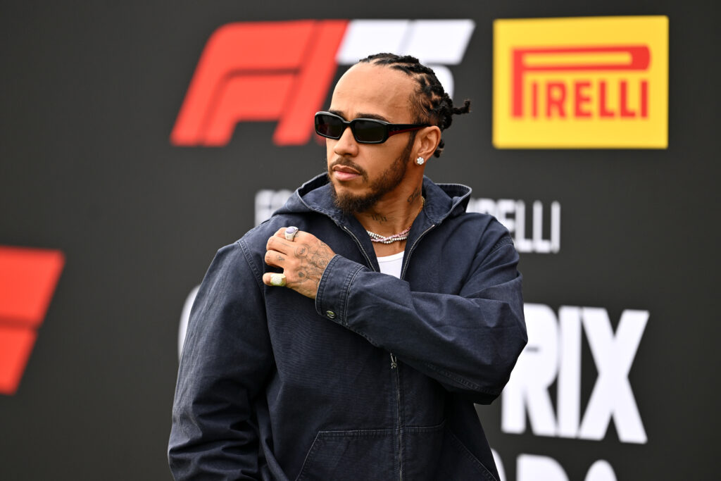Ferrari driver Lewis Hamilton arrives in the 2025 F1 Canadian Grand Prix paddock