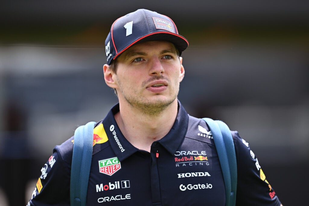 Max Verstappen of Red Bull looks on in the paddock at the 2025 F1 Canadian Grand Prix