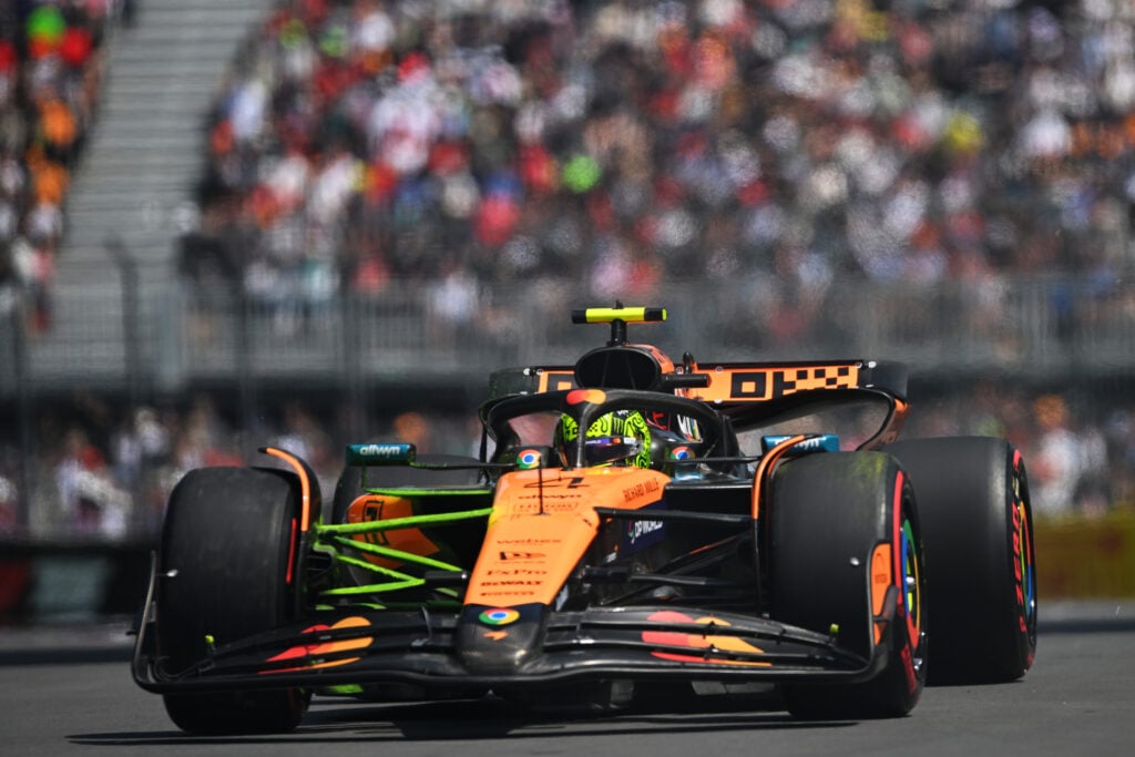 McLaren driver Lando Norris on track in practice for the 2025 F1 Canadian Grand Prix