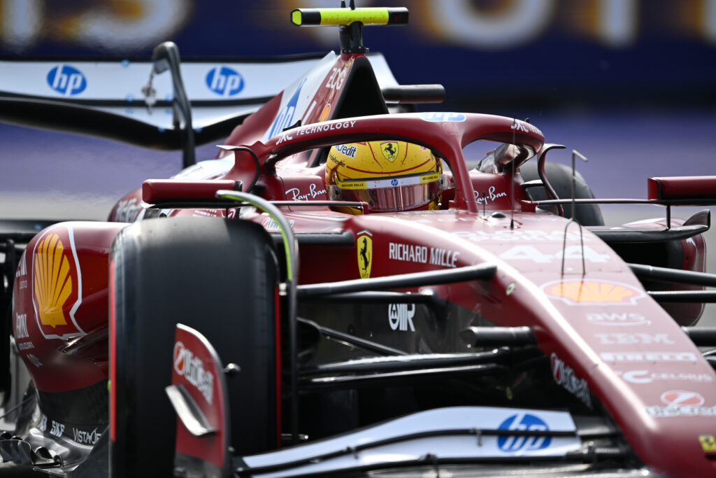 Ferrari driver Lewis Hamilton on track during practice for the 2025 F1 Canadian Grand Prix