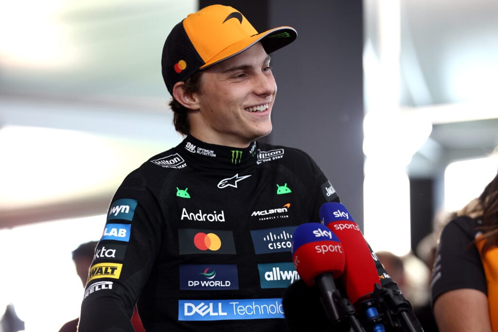McLaren driver Oscar Piastri being interviewed at the 2025 Canadian Grand Prix