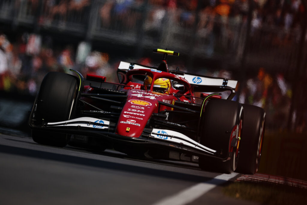 Lewis Hamilton driving his SF-25 at the 2025 Canadian Grand Prix