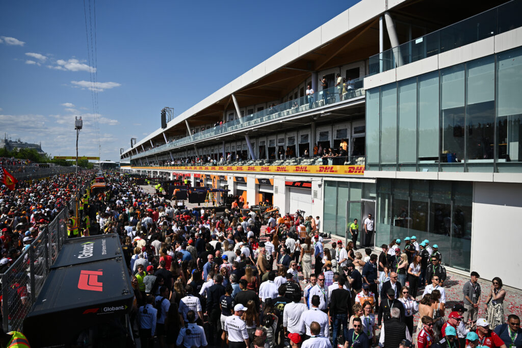 A view of the pit lane at the 2025 F1 Canadian Grand Prix