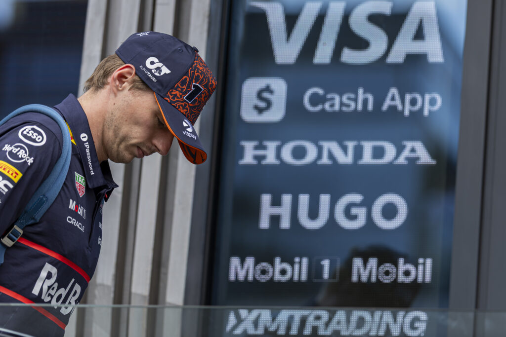 Max Verstappen enters the Red Bull paddock facility